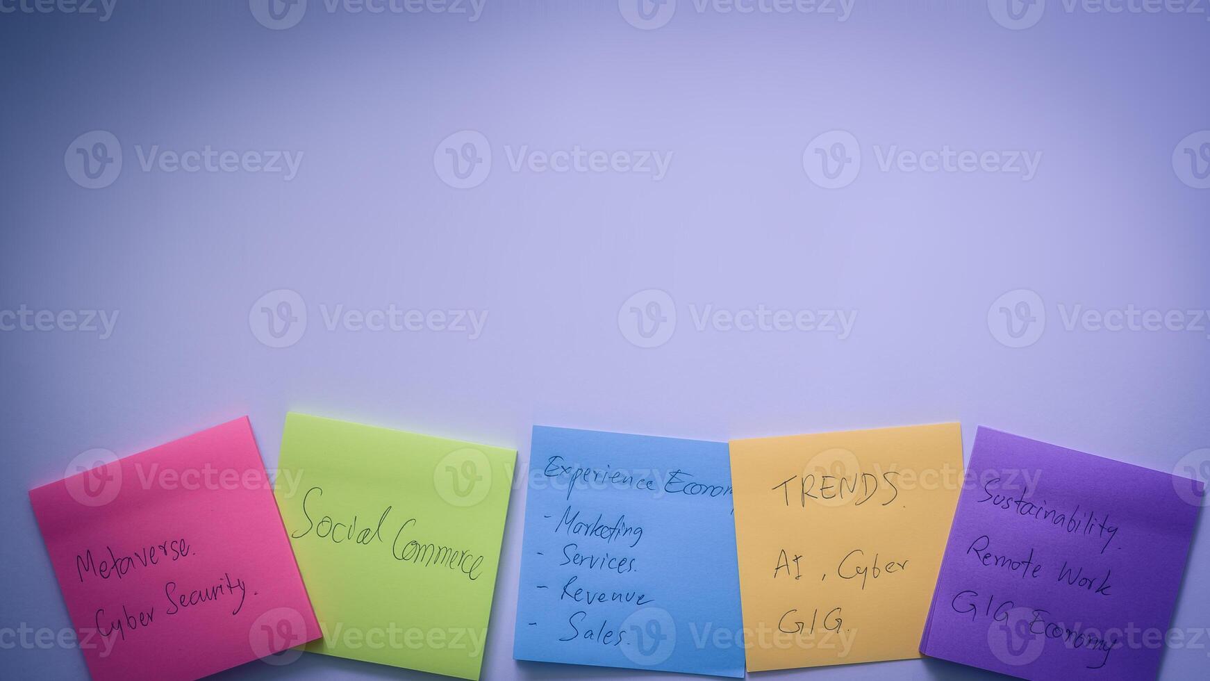 Paper notes, stickers, sticky sheets memo messages business plans and trends wrote on paper post it sticky note photo