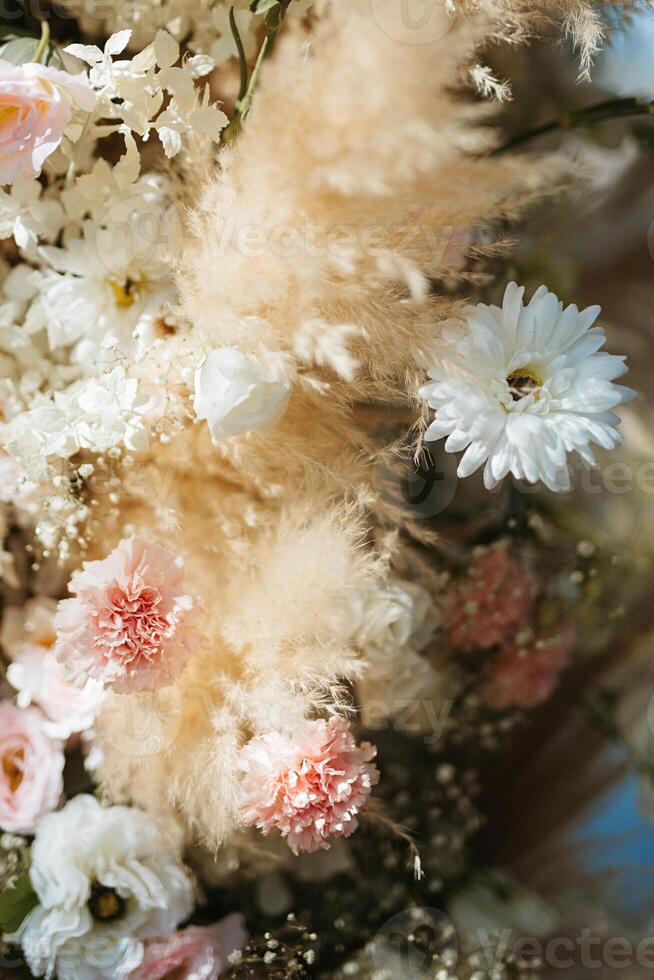 elegant wedding decorations made of natural flowers photo