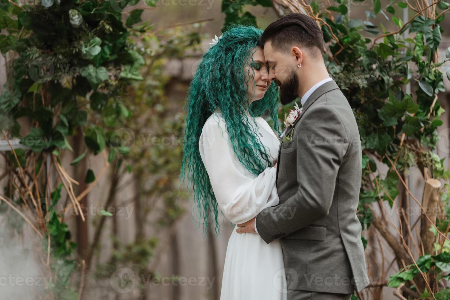 the first wedding dance of the bride and groom in the glade photo