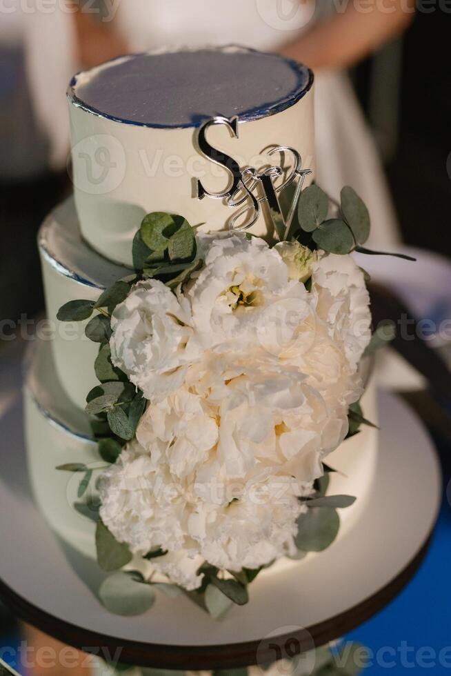 pastel de bodas en la boda foto