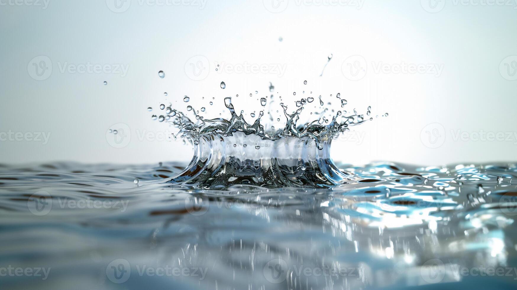 AI generated Water splash on water surface or water drop on white background . photo