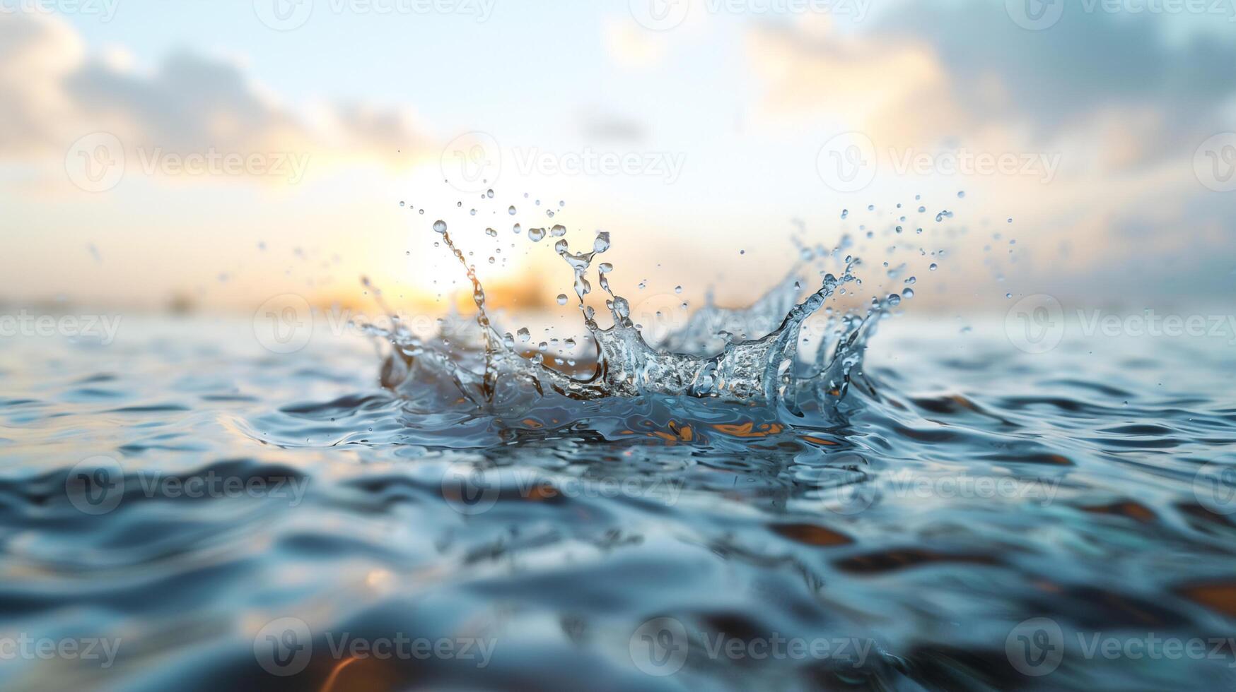 AI generated Water splash on water surface or water drop on white background . photo