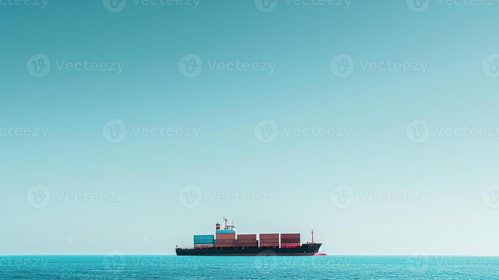 AI generated Container ship sailing on the sea with copy space . photo