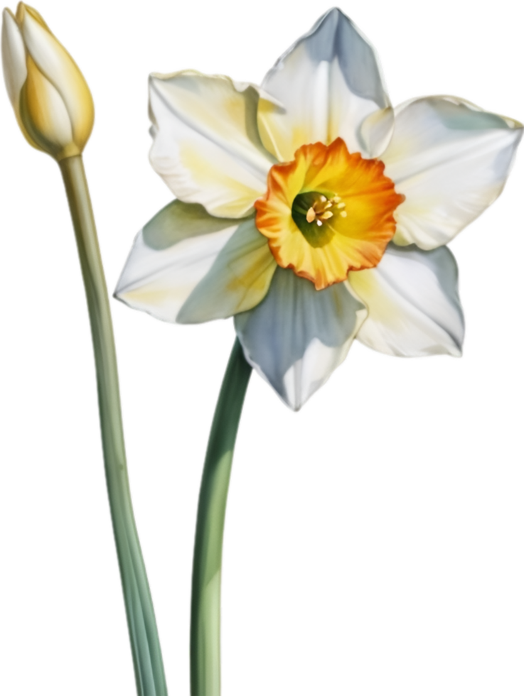 AI generated Watercolor painting of a Narcissus flower. png