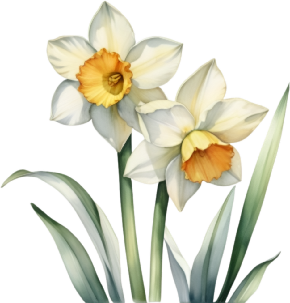 AI generated Watercolor painting of a Narcissus flower. png