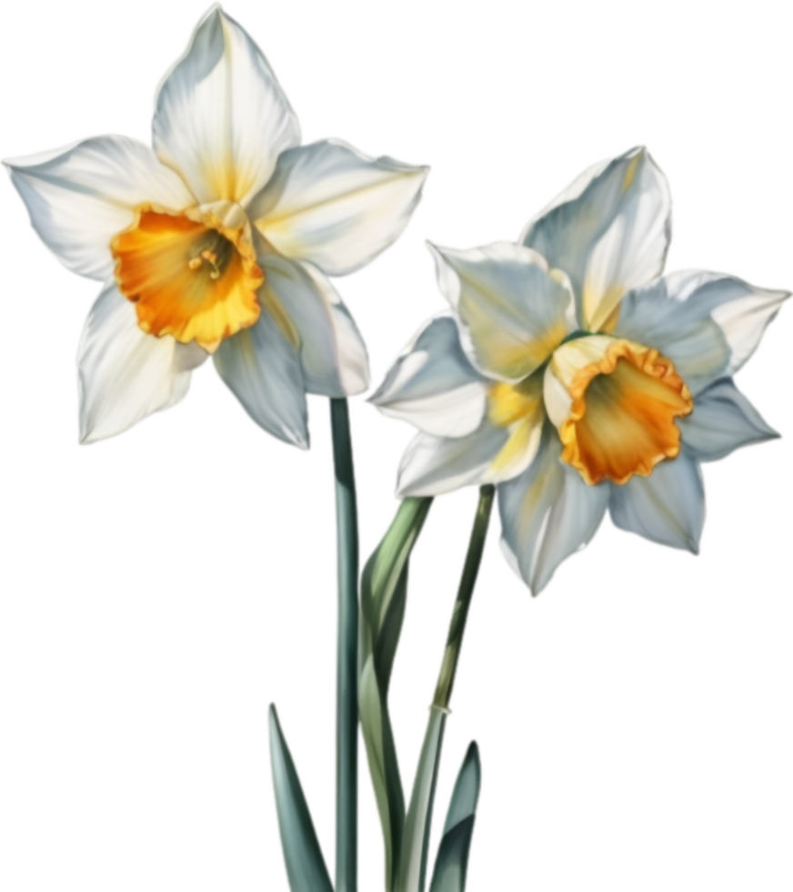 AI generated Watercolor painting of a Narcissus flower. png