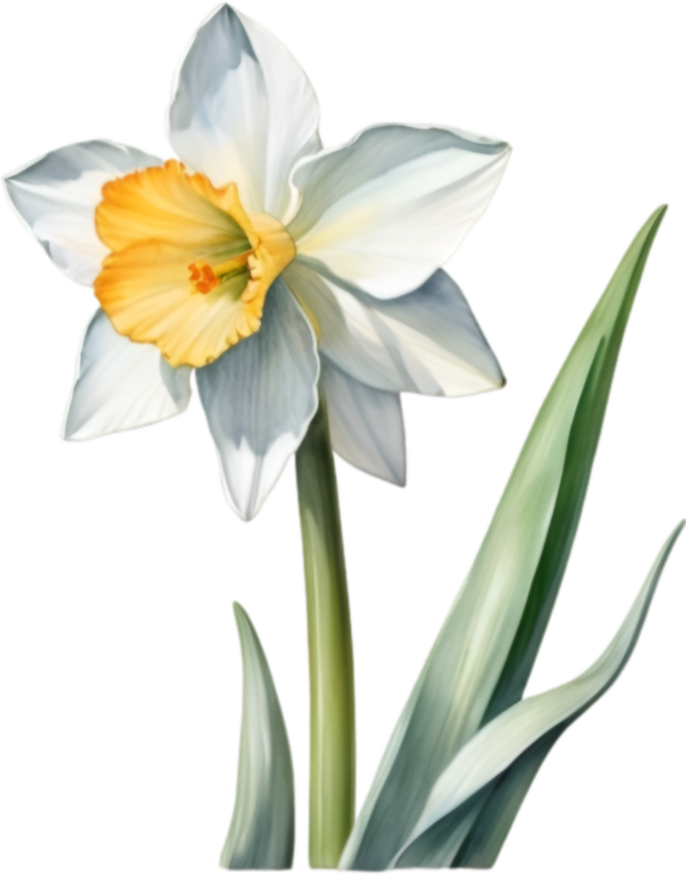 AI generated Watercolor painting of a Narcissus flower. png