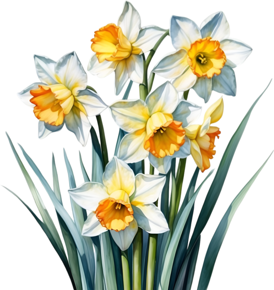 AI generated Watercolor painting of a Narcissus flower. png