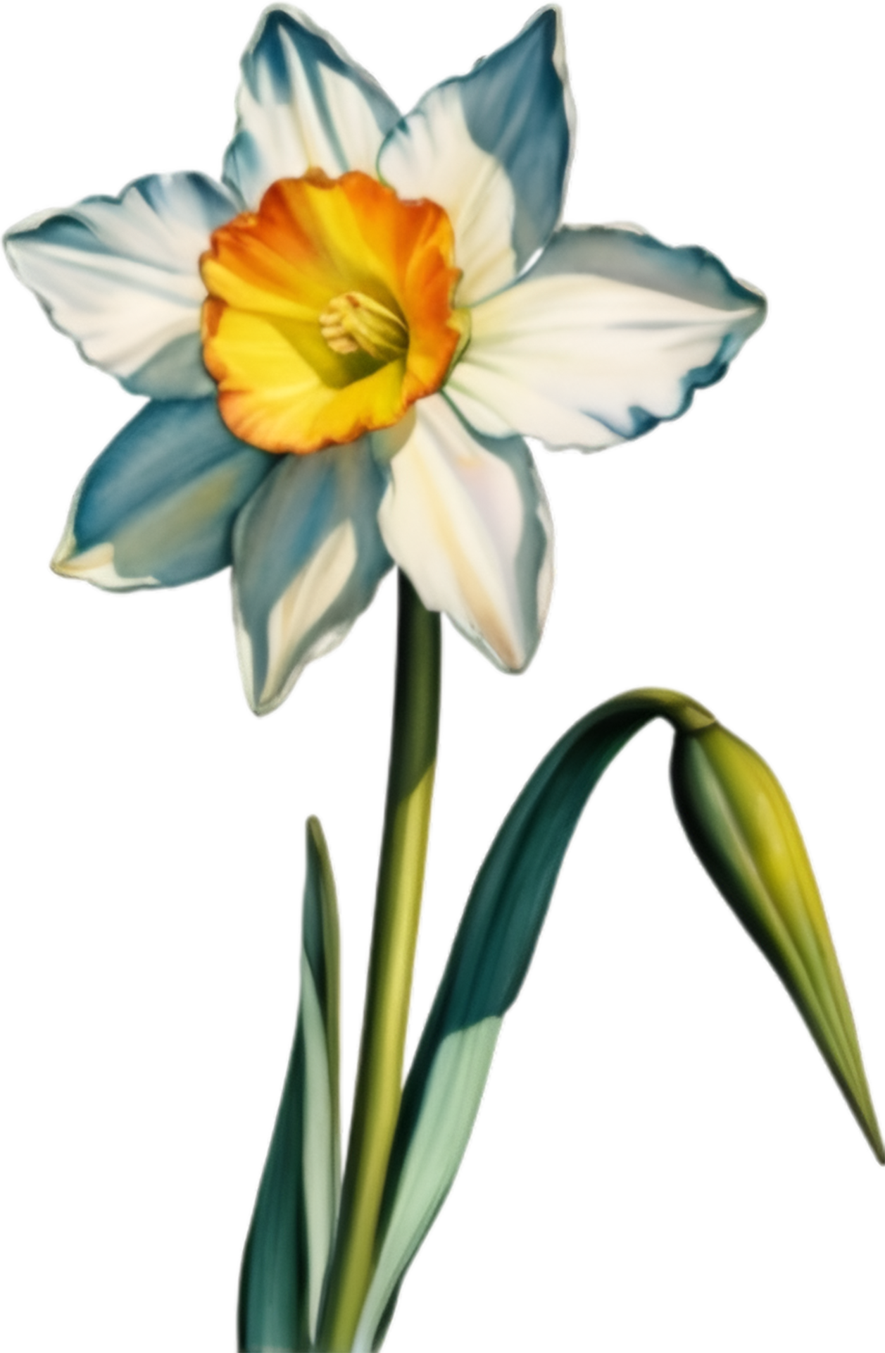 AI generated Watercolor painting of a Narcissus flower. 39373320 PNG