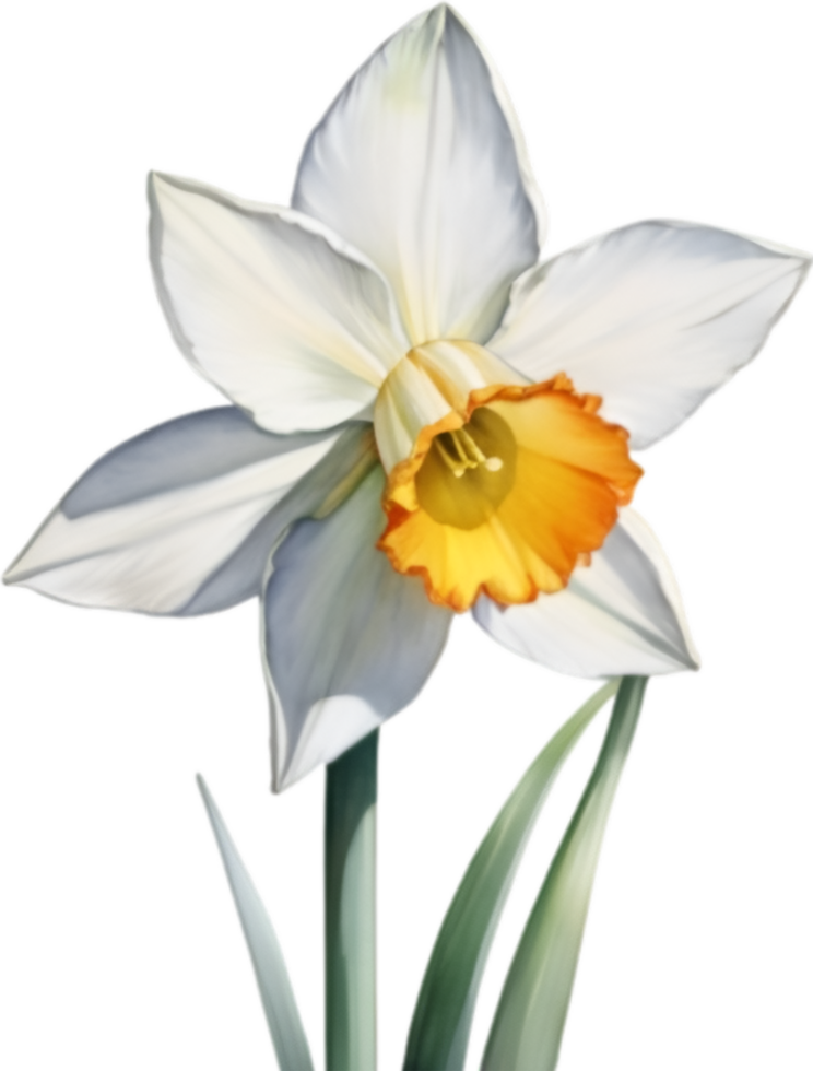 AI generated Watercolor painting of a Narcissus flower. png