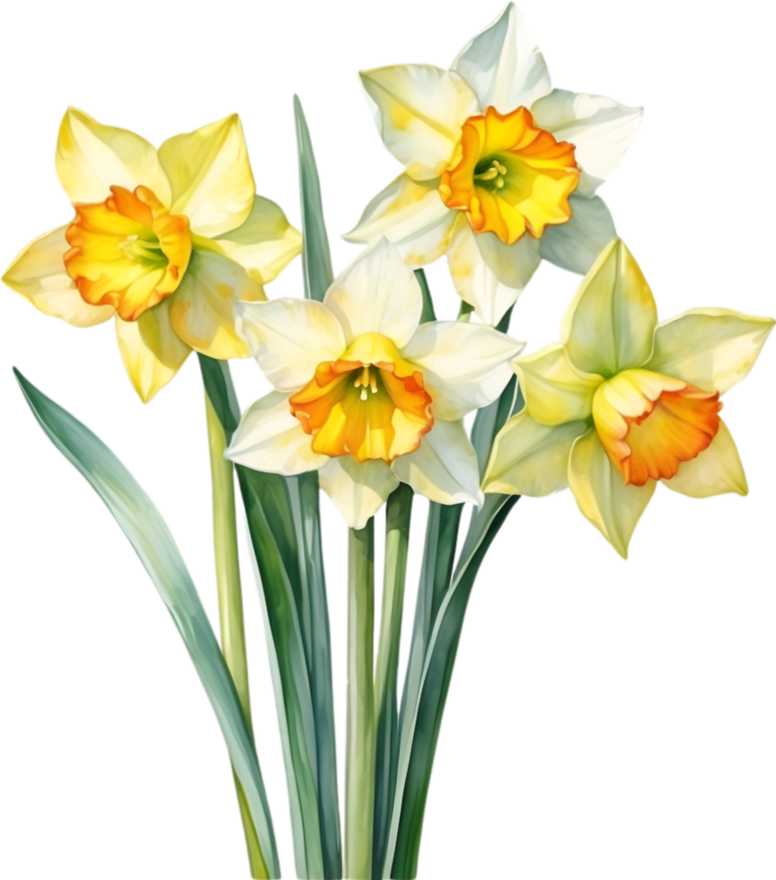 AI generated Watercolor painting of a Narcissus flower. png