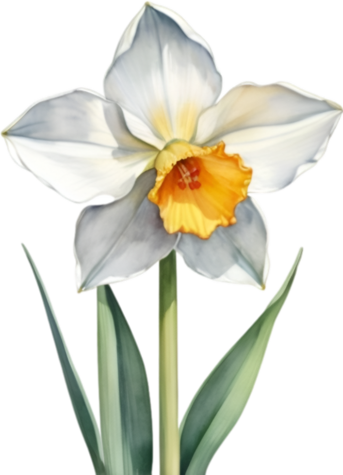 AI generated Watercolor painting of a Narcissus flower. png