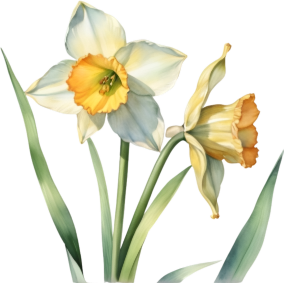 AI generated Watercolor painting of a Narcissus flower. png