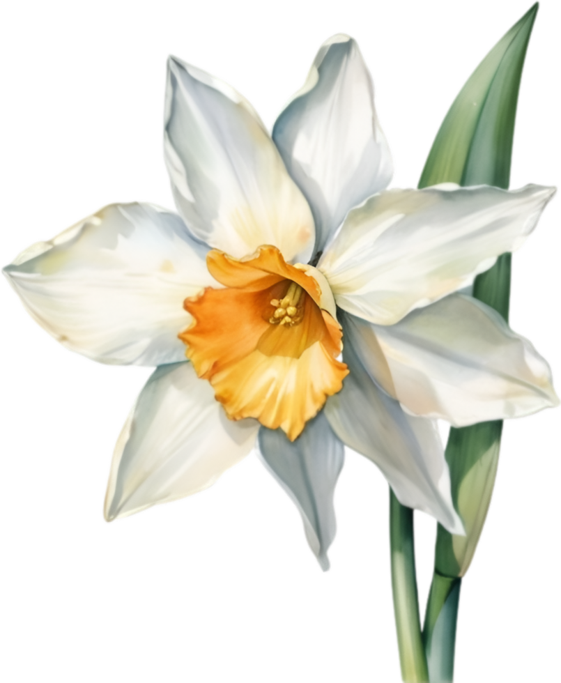 AI generated Watercolor painting of a Narcissus flower. png