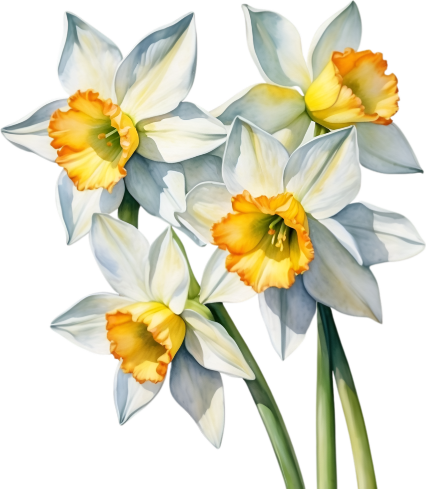 AI generated Watercolor painting of a Narcissus flower. png