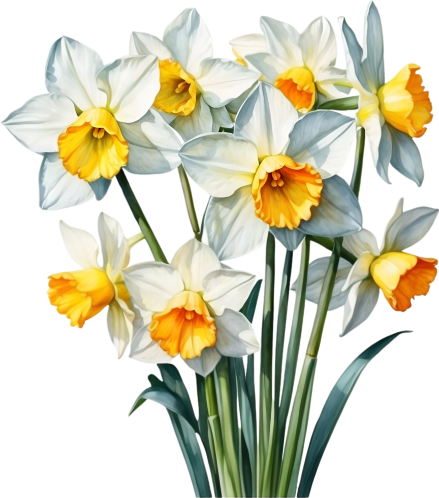 AI generated Watercolor painting of a Narcissus flower. png