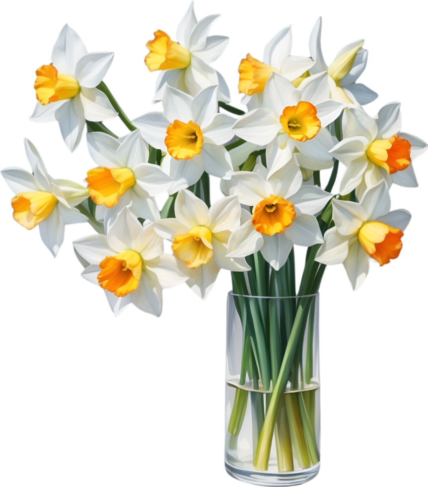 AI generated Watercolor painting of a Narcissus flower. png