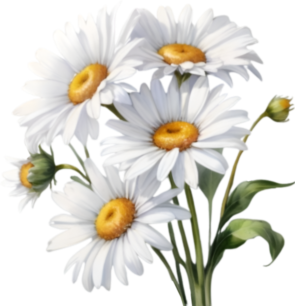 AI generated Watercolor painting of a Daisy flower. png