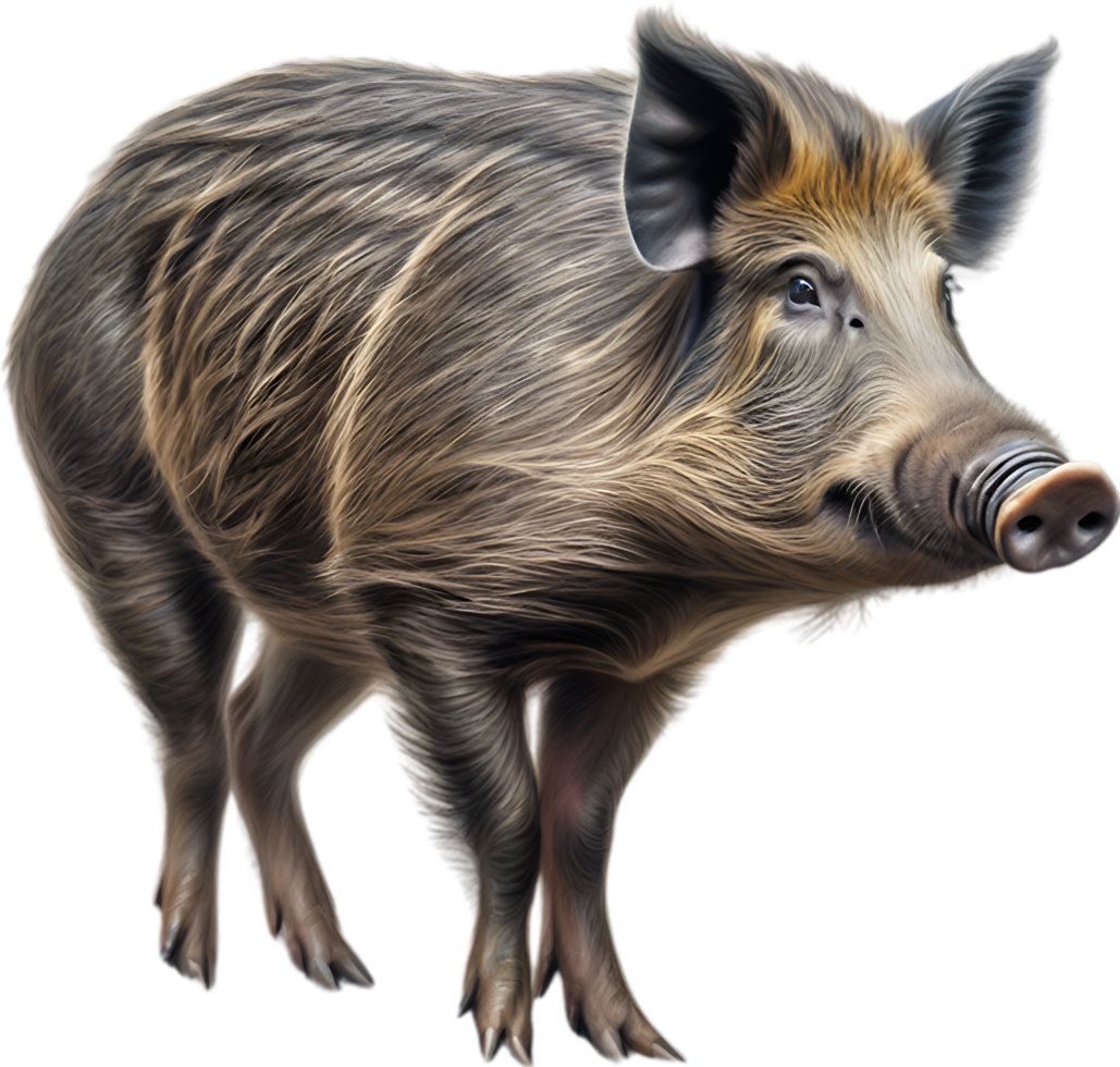 AI generated Wild Boar. Close-up colored-pencil sketch of Wild Boar. png