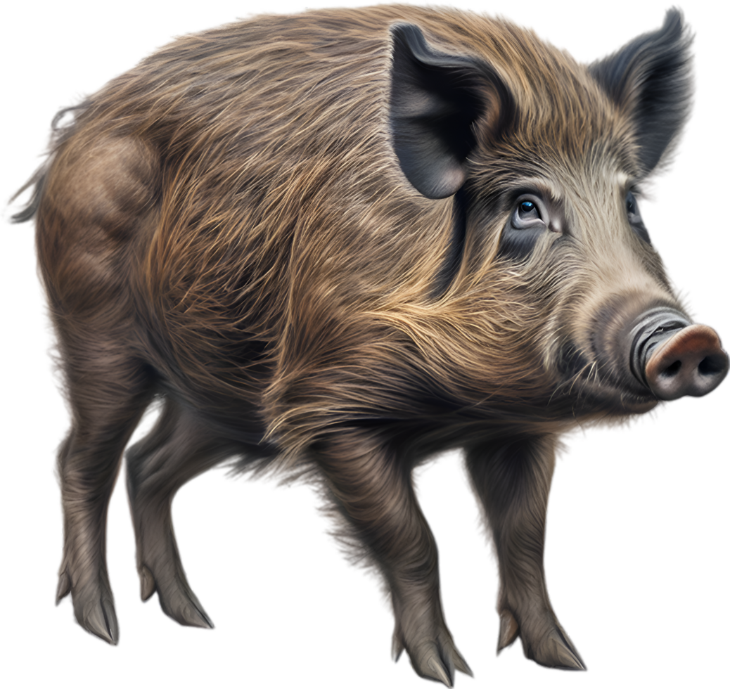 AI generated Wild Boar. Close-up colored-pencil sketch of Wild Boar. png