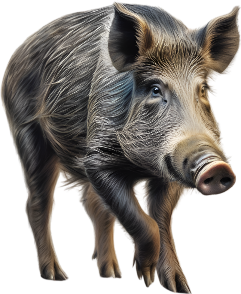 AI generated Wild Boar. Close-up colored-pencil sketch of Wild Boar. png