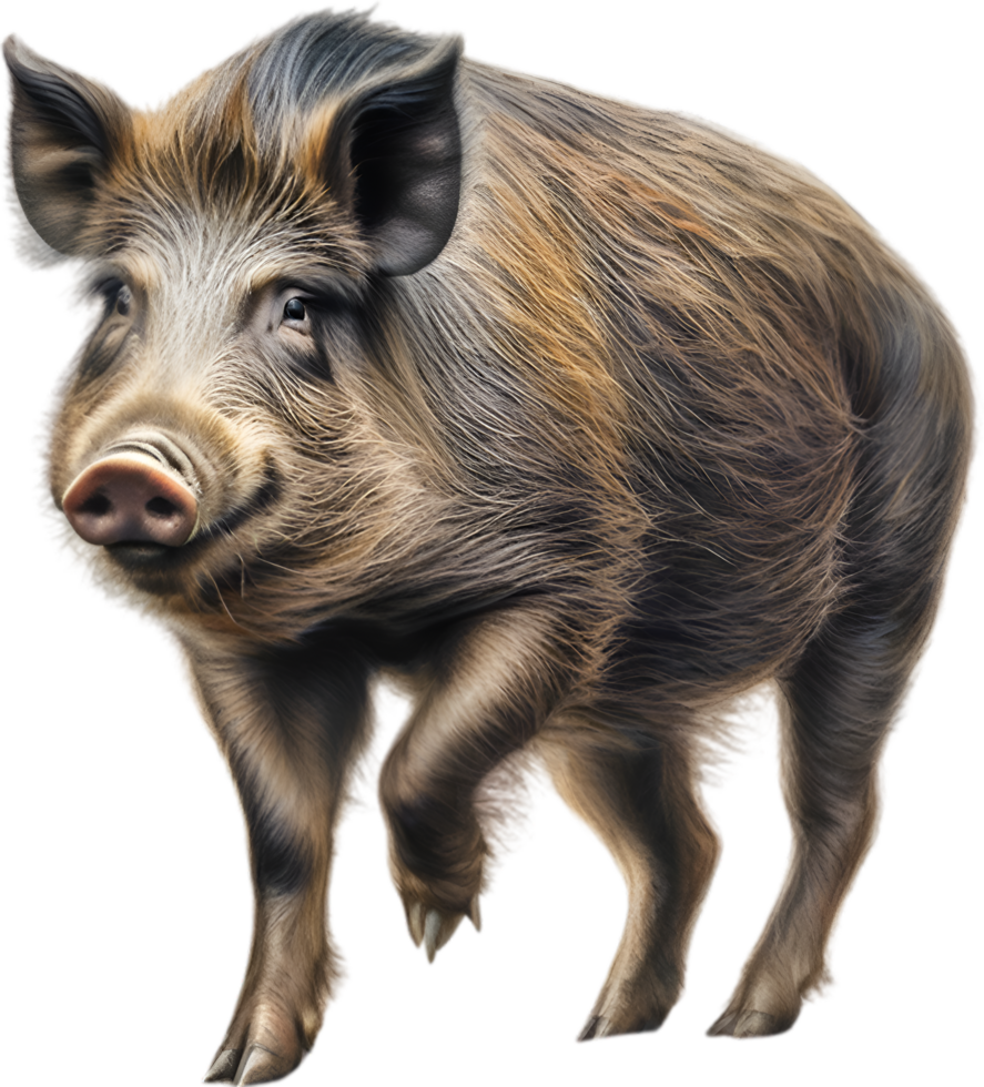 AI generated Wild Boar. Close-up colored-pencil sketch of Wild Boar. png