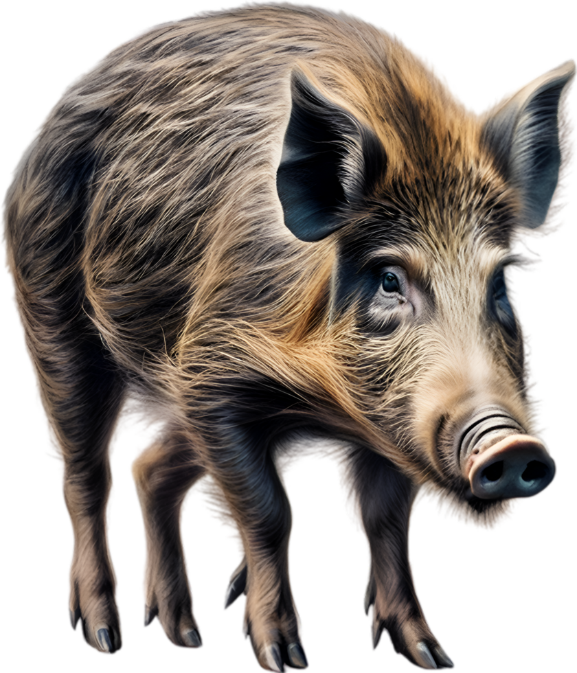 AI generated Wild Boar. Close-up colored-pencil sketch of Wild Boar. png