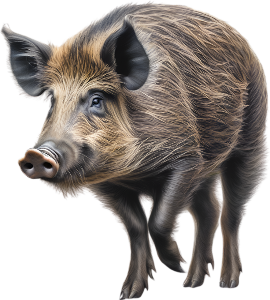 AI generated Wild Boar. Close-up colored-pencil sketch of Wild Boar. png