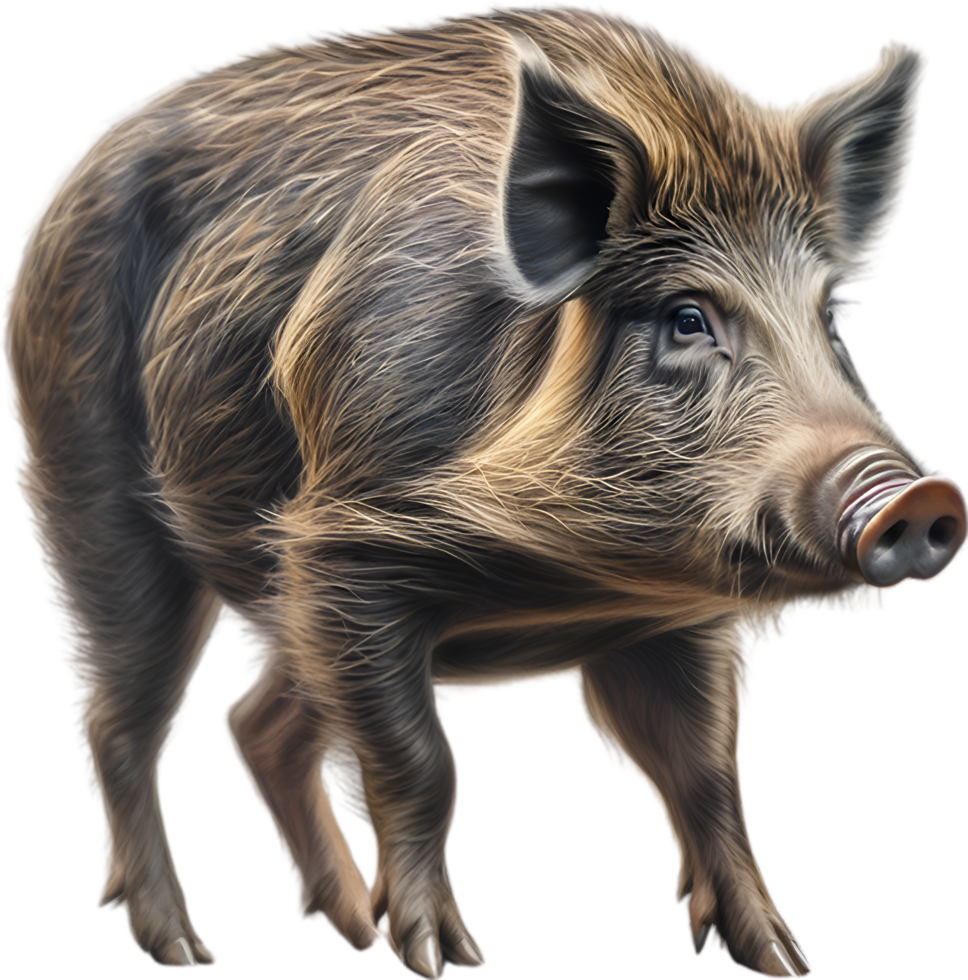 AI generated Wild Boar. Close-up colored-pencil sketch of Wild Boar. png