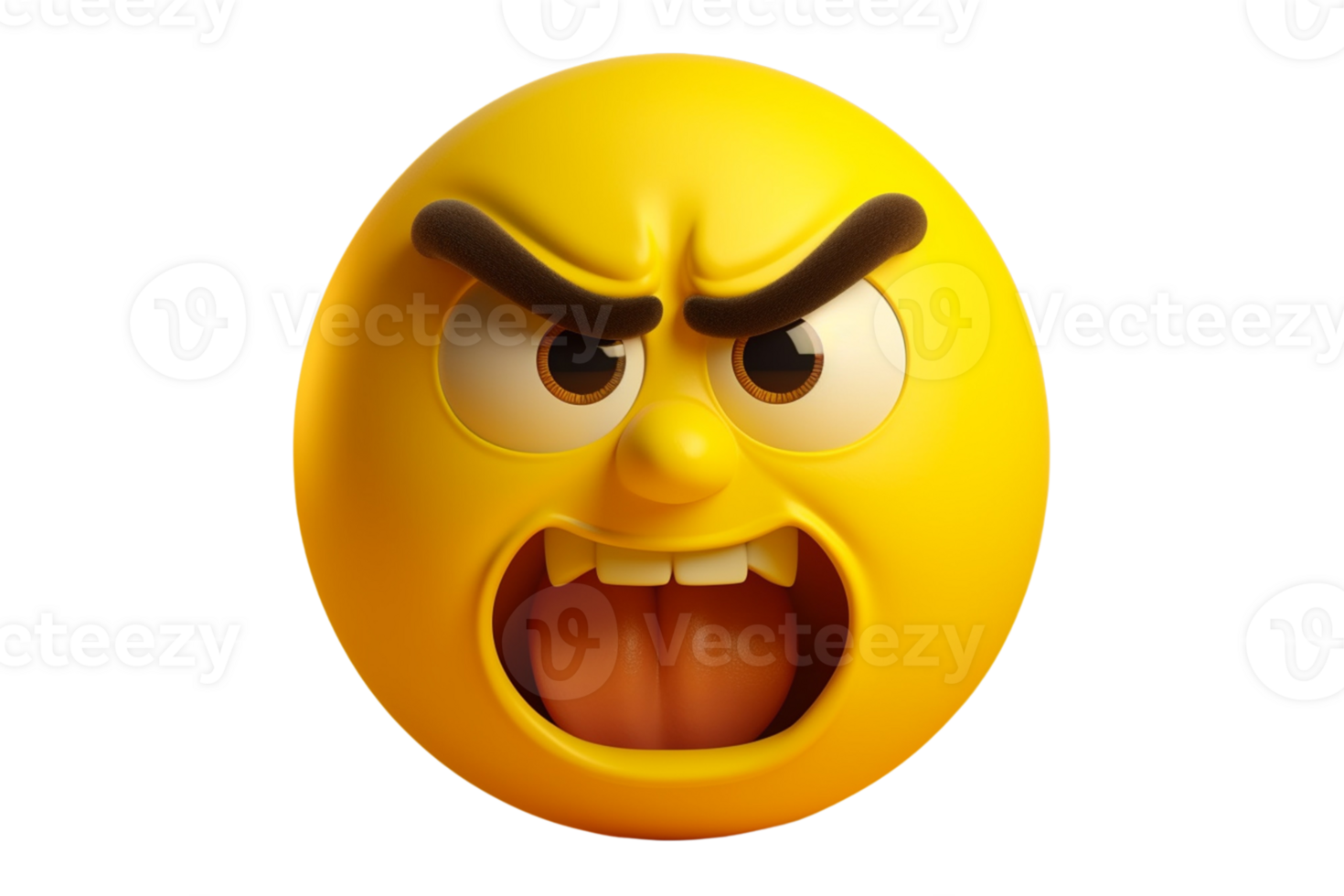AI generated Angry emoticon transparent background PNG image