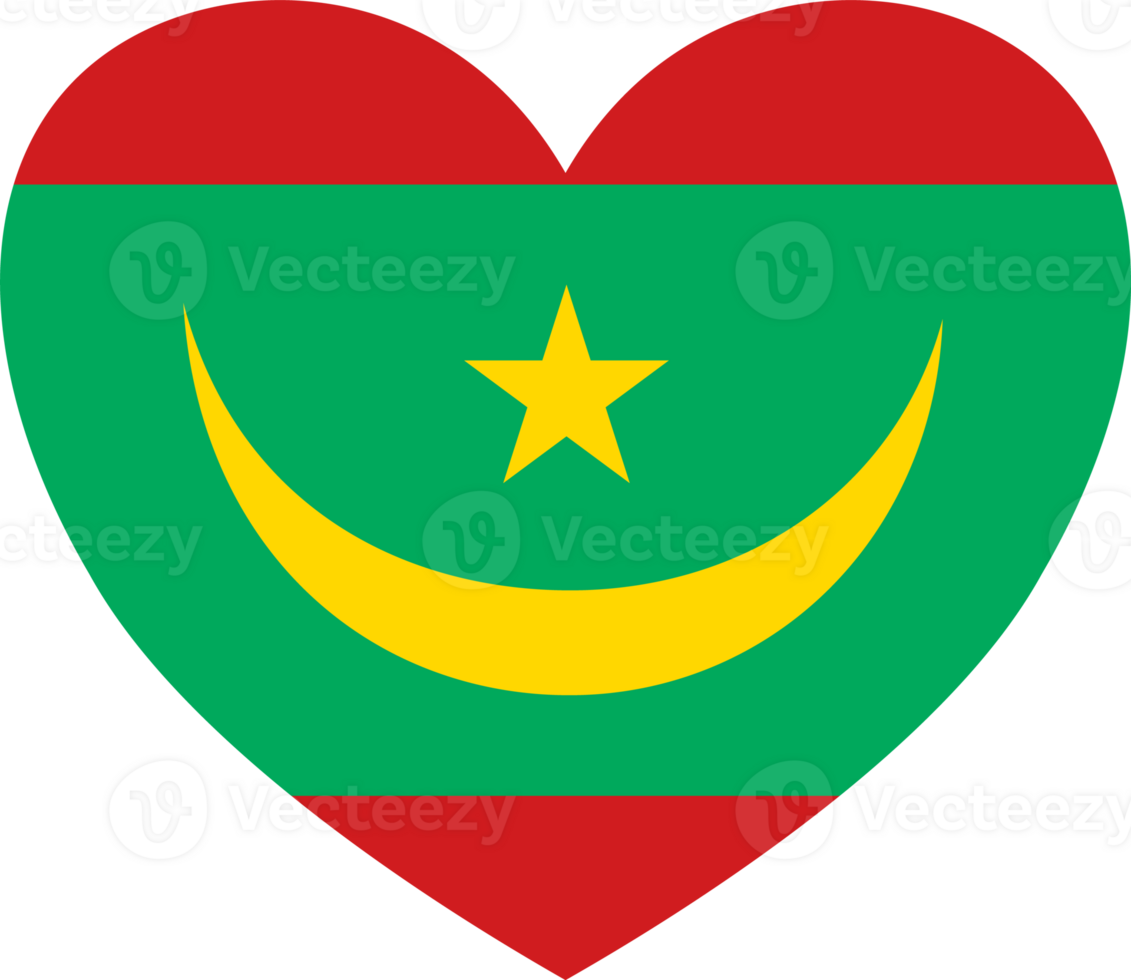 Mauritania  flag heart shape png