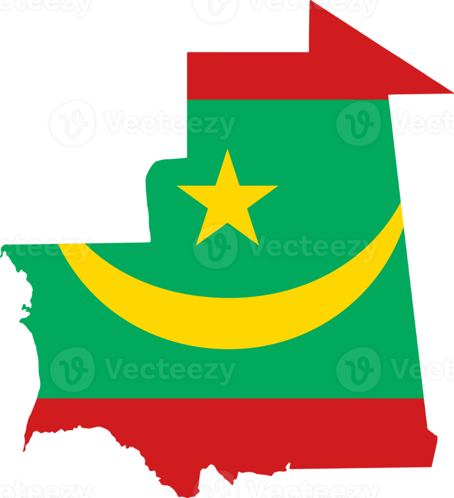 Mauritania flag on map png