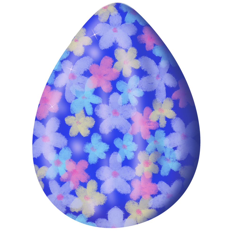 Easter egg with flowers pattern png