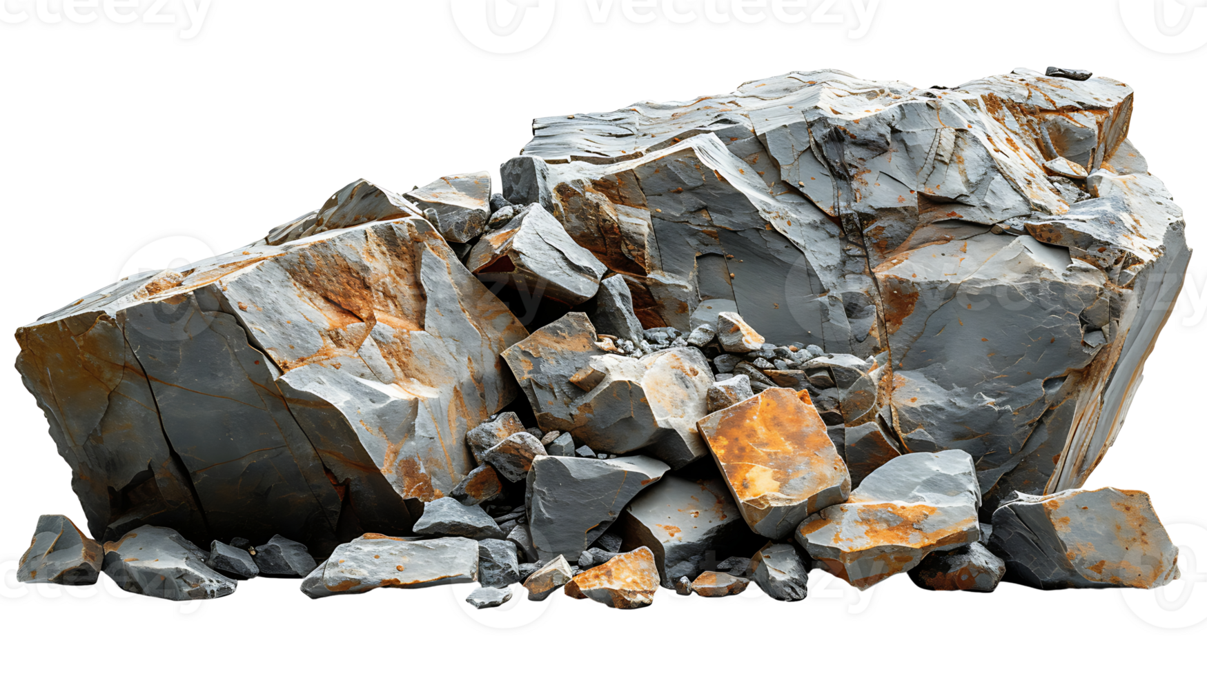 AI generated Broken stone on a transparent background. Stone png