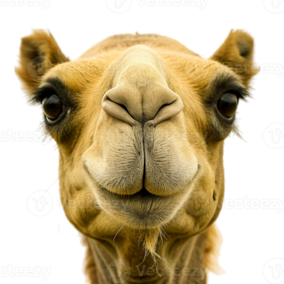 AI generated close-up of face from camel- png
