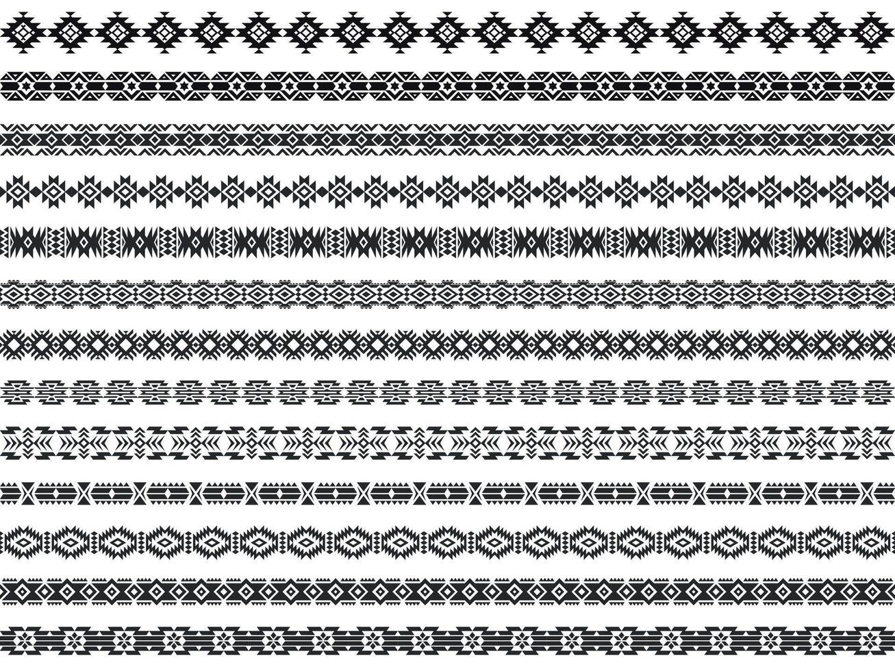 Aztec border. Geometric traditional mexican decorative elements, ethnic native indian frame pattern boho style. Vector isolated collection