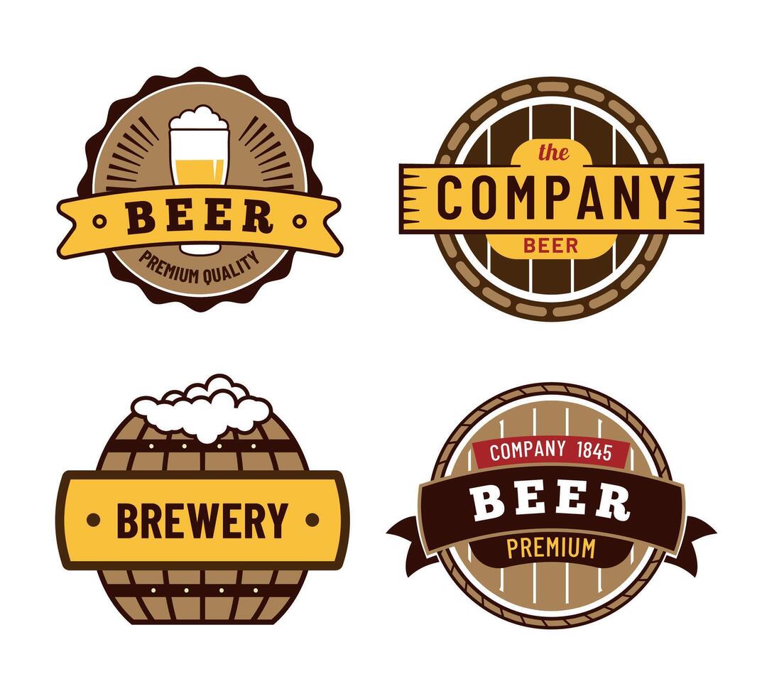 cerveza etiqueta insignias, cervecería empresa de colección vector