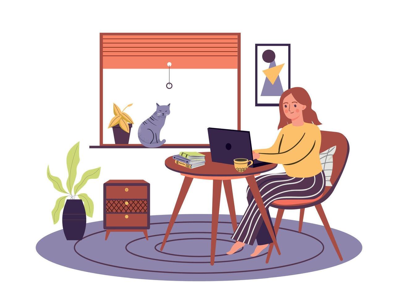 Work at home, remotely and distance type of work vector