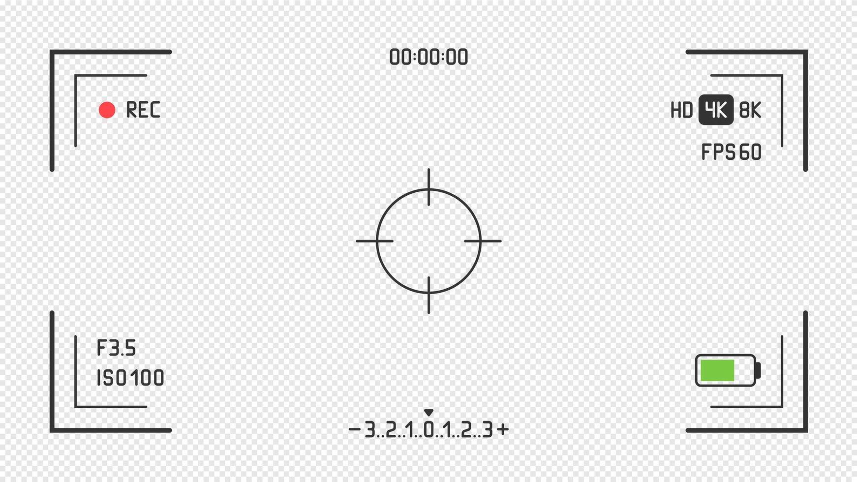 Video camera frame viewfinder on transparent background vector