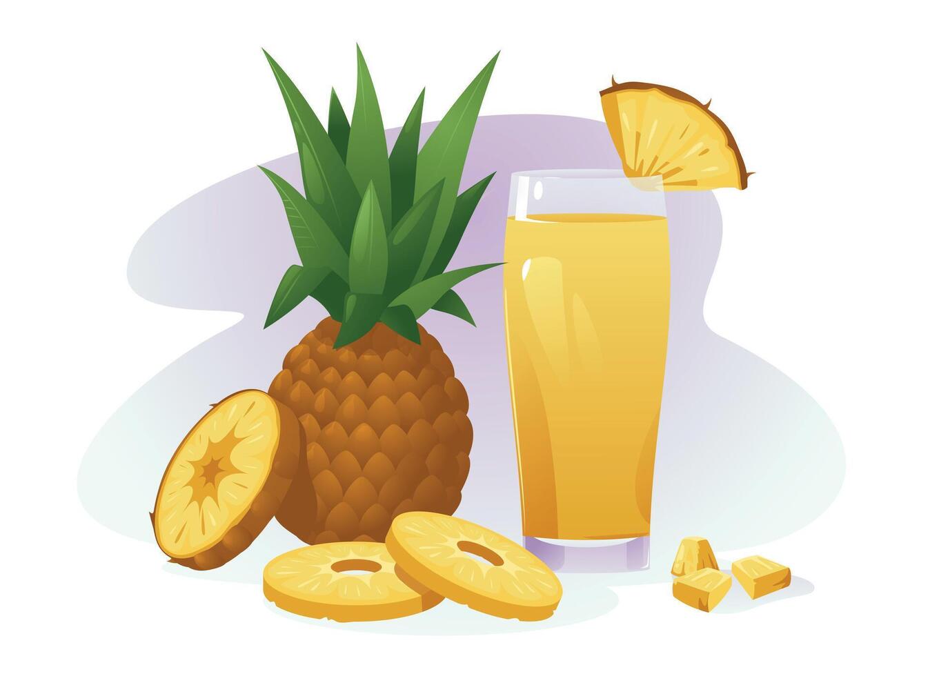 piña beber. natural Fresco delicioso jugo cóctel, vaso de tropical verano sano dulce exótico bebida dibujos animados estilo. vector ilustración