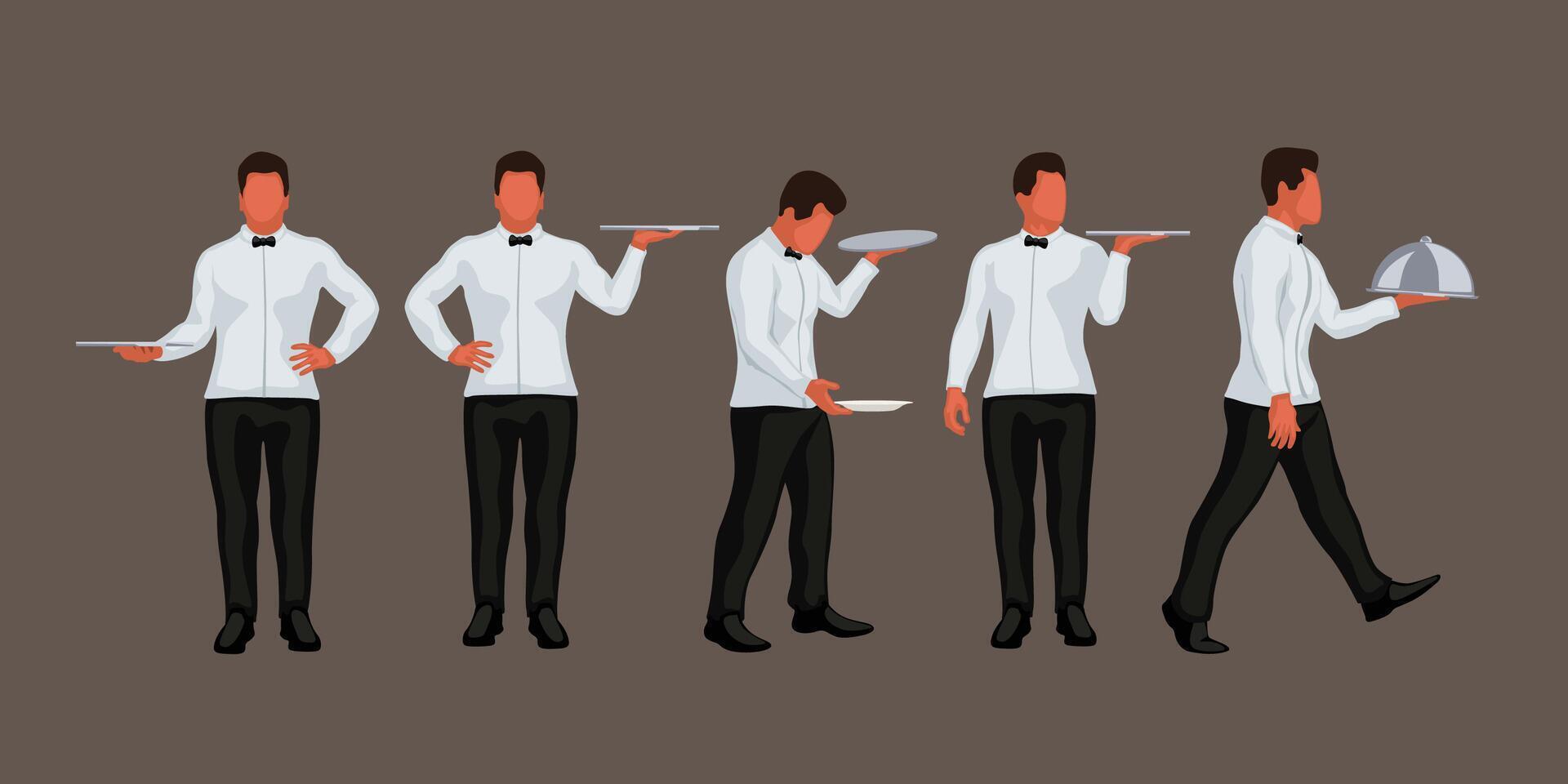 waiter in set vector