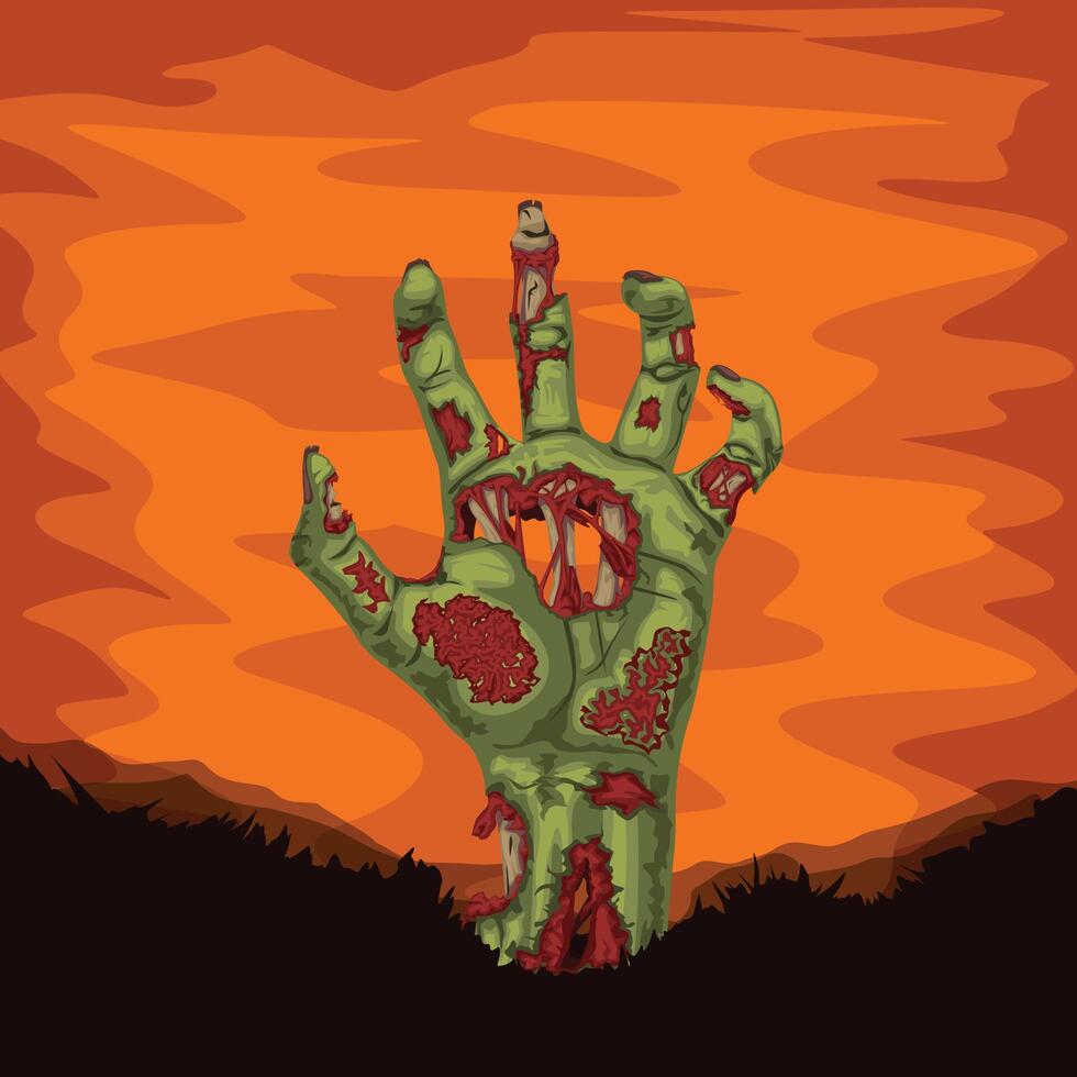 zombie hand rising from ground vector