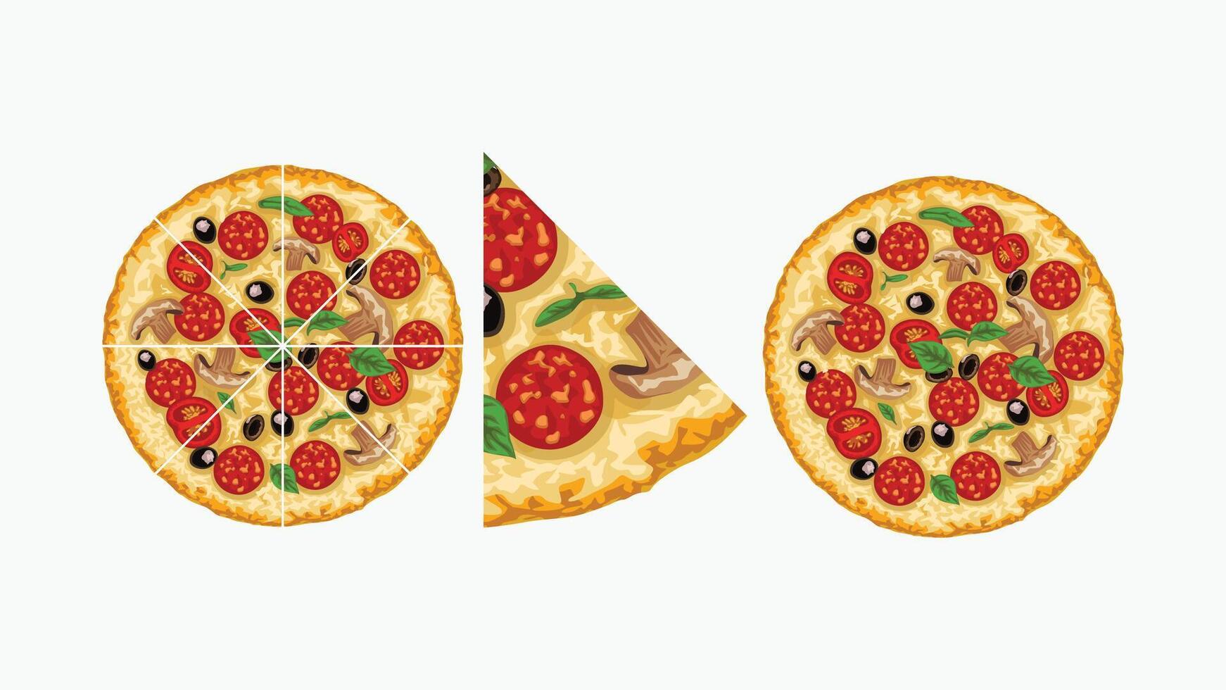 Pizza en conjunto vector