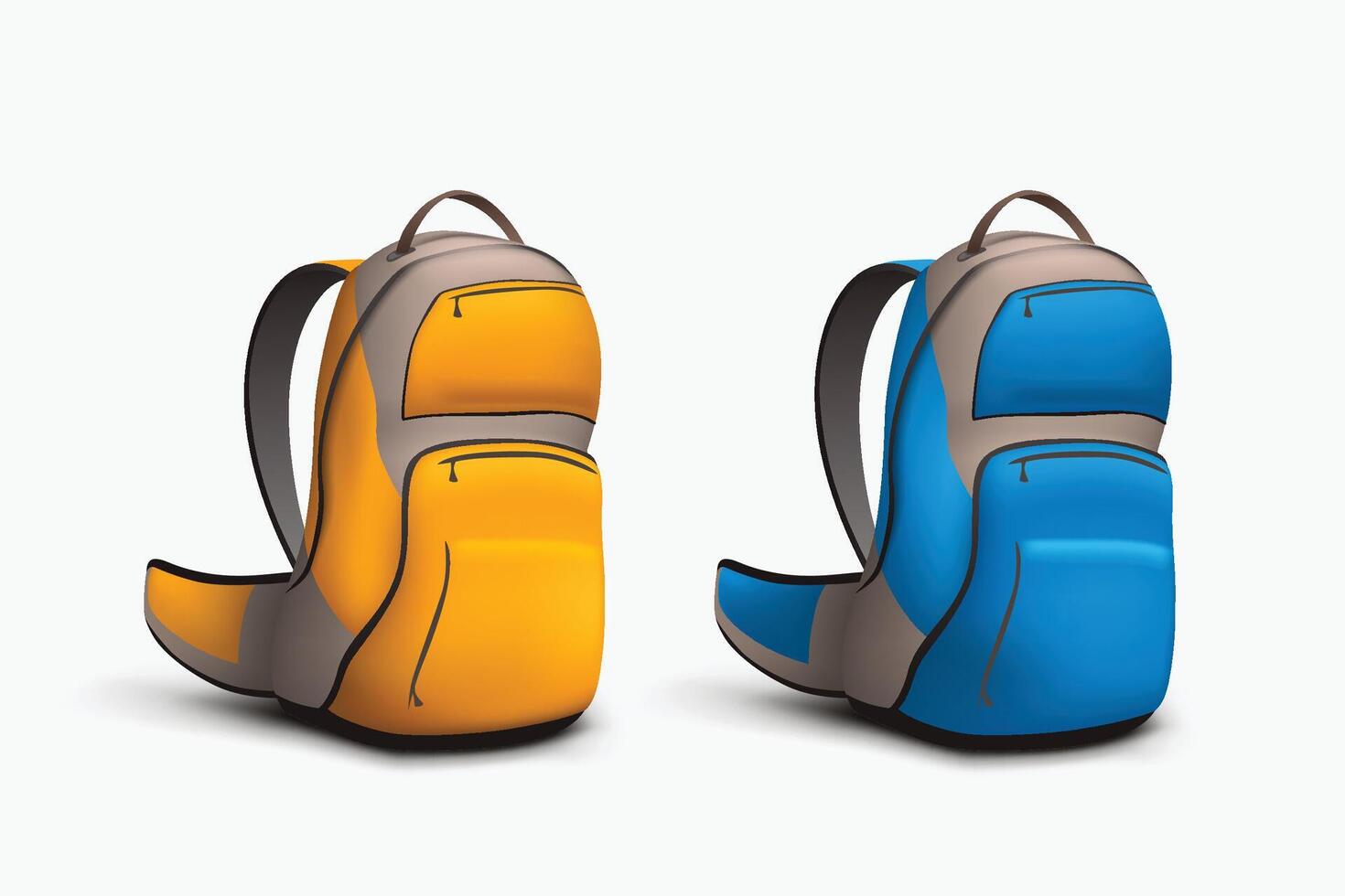 backpack colored set vector