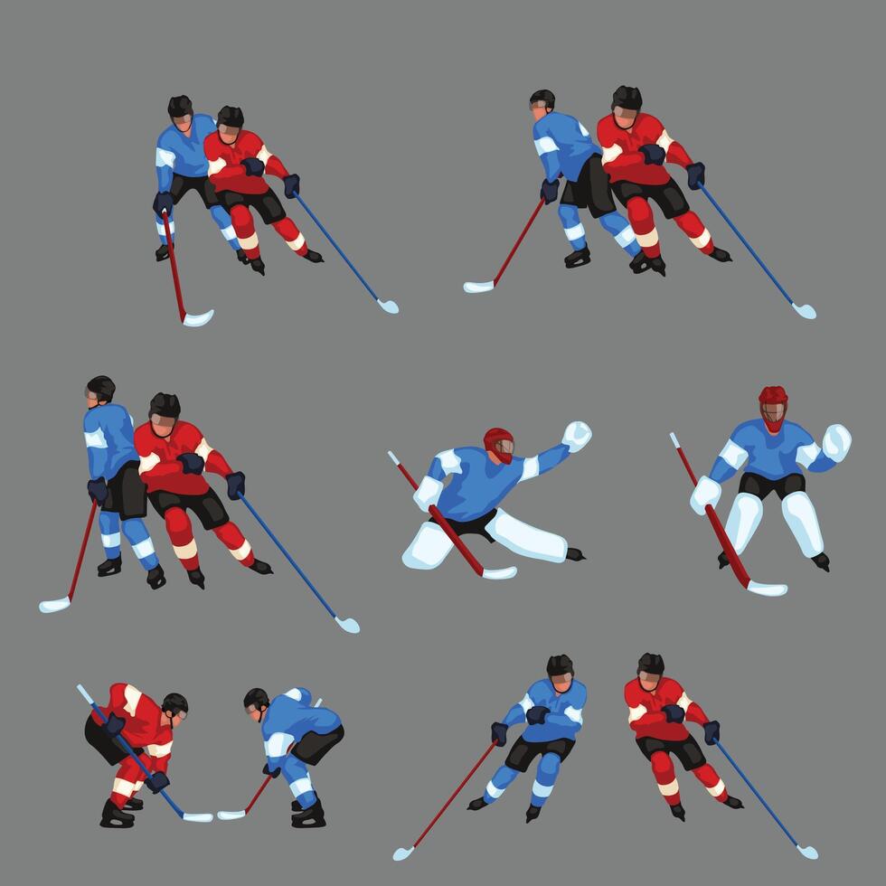 de colores hockey jugador conjunto 5 5 vector