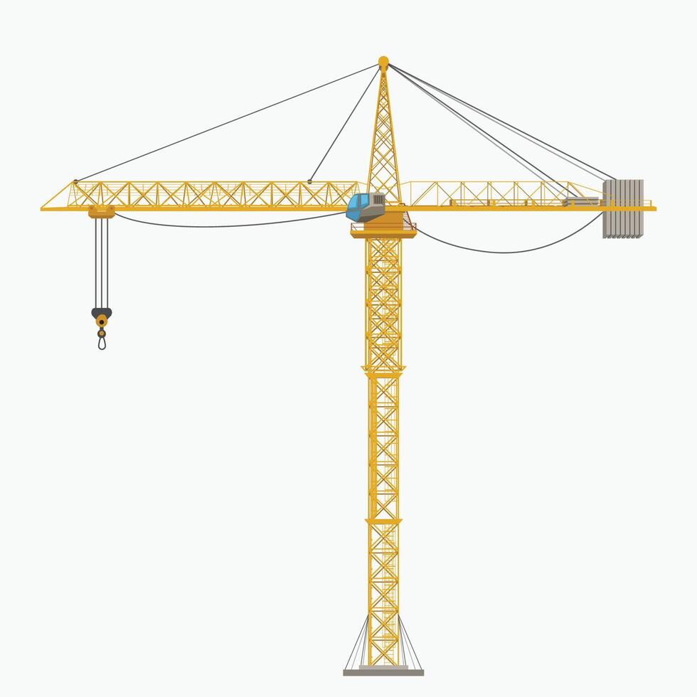 construcción grua amarillo vector