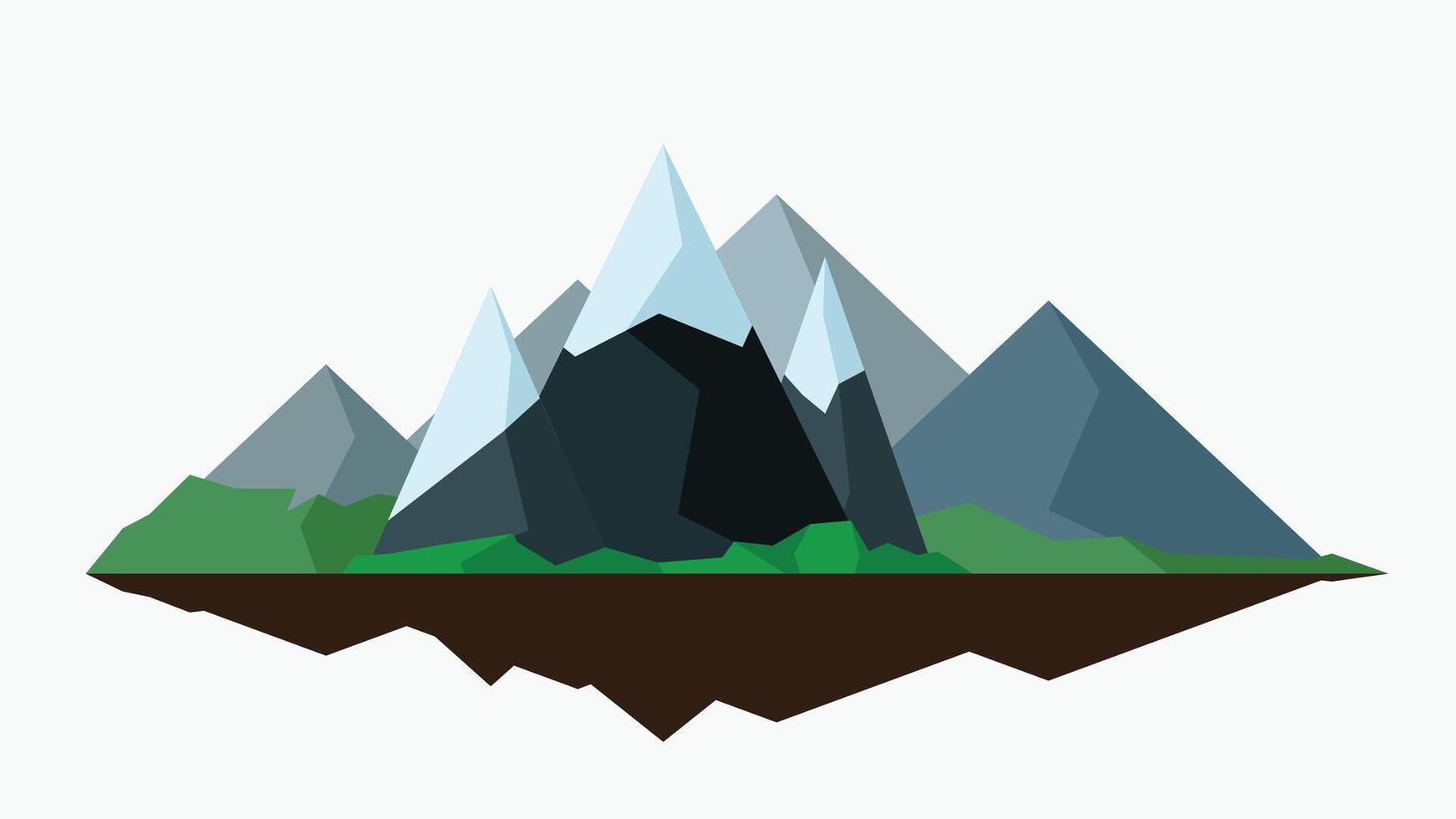 montañas plano en azul vector