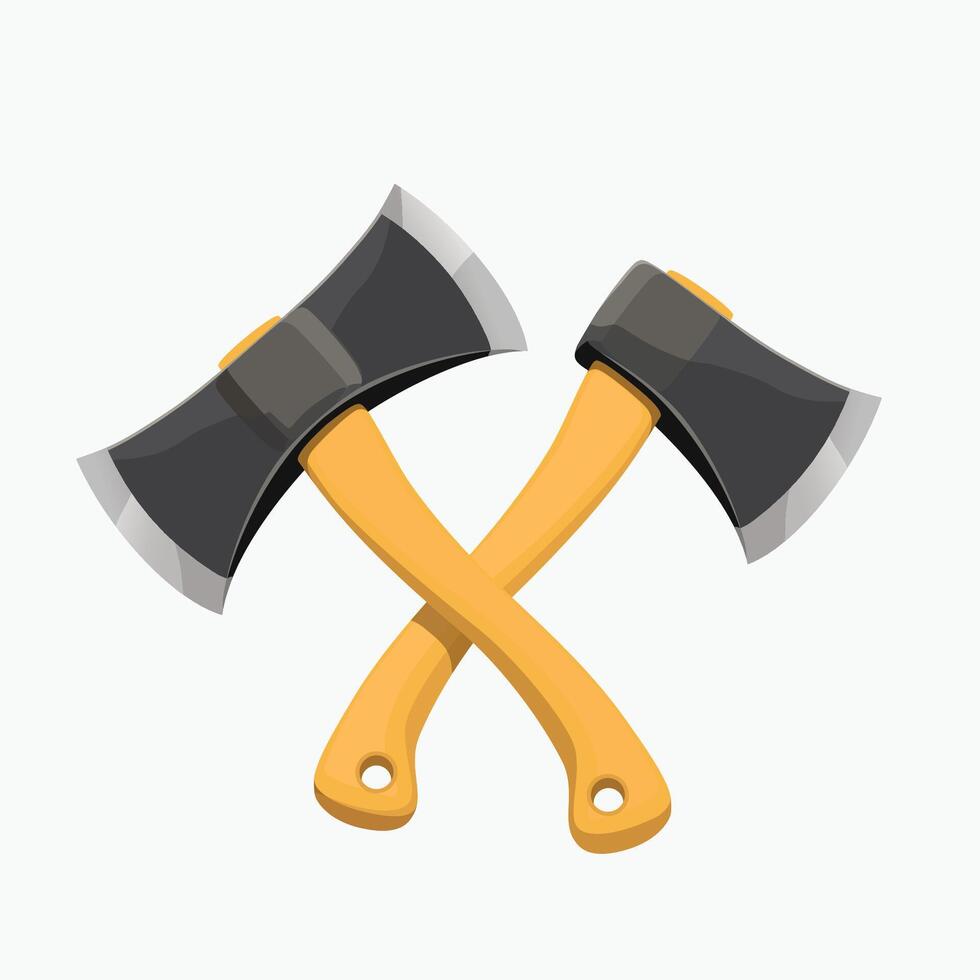 crossed two wooden axes vector