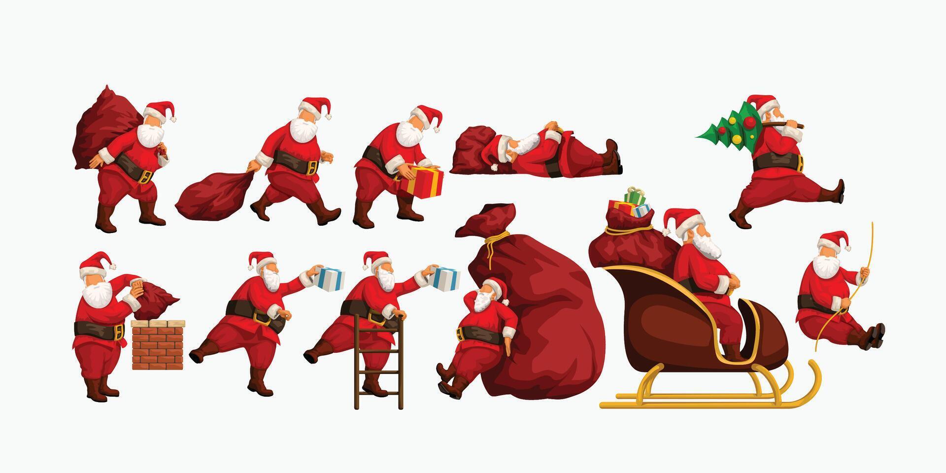 santa claus set on white vector