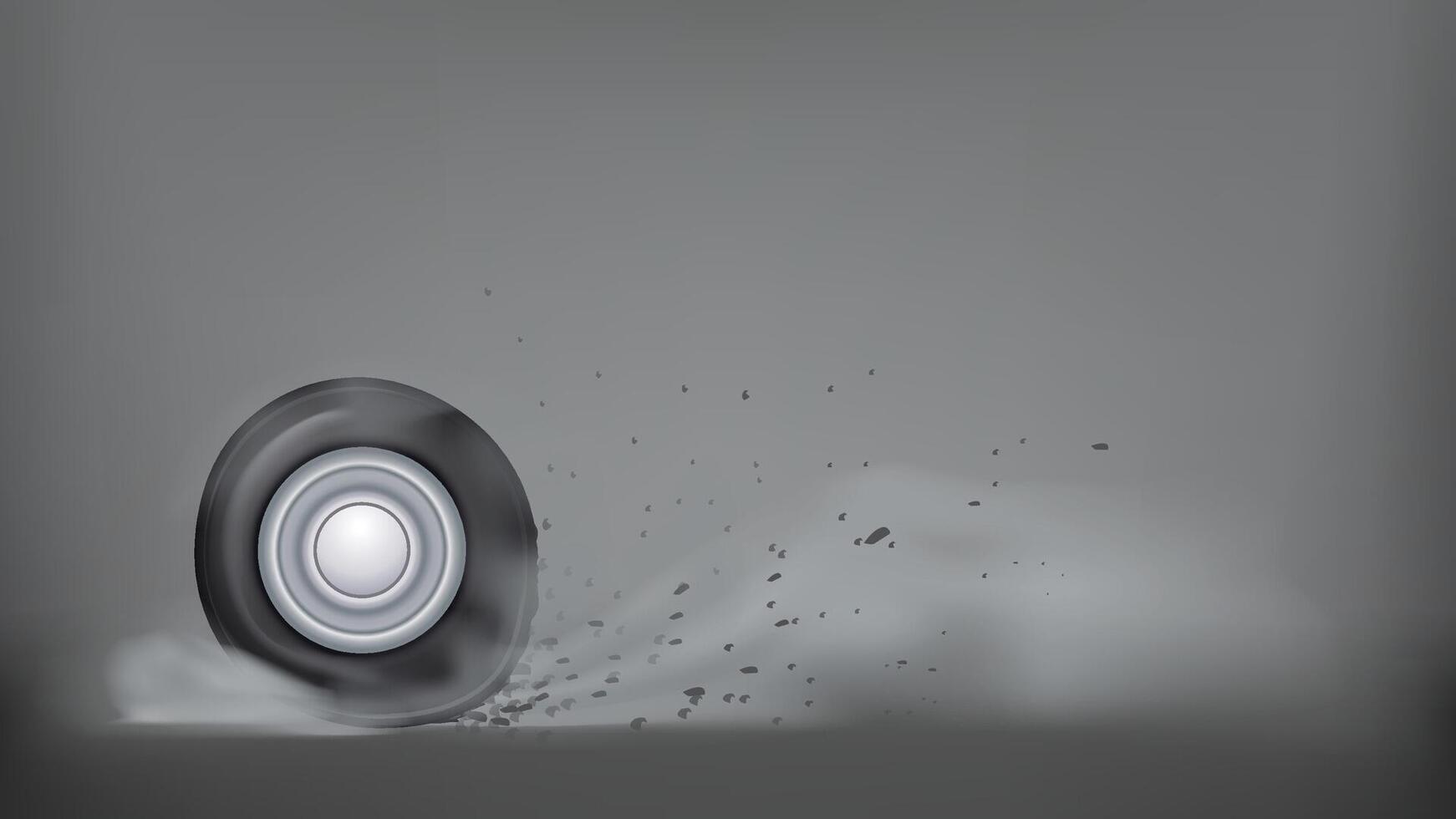 burn out car wheel on dark vector